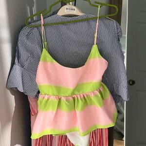 Pink and Green Striped Top